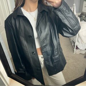 Vintage Oversized Genuine Leather Black Jacket